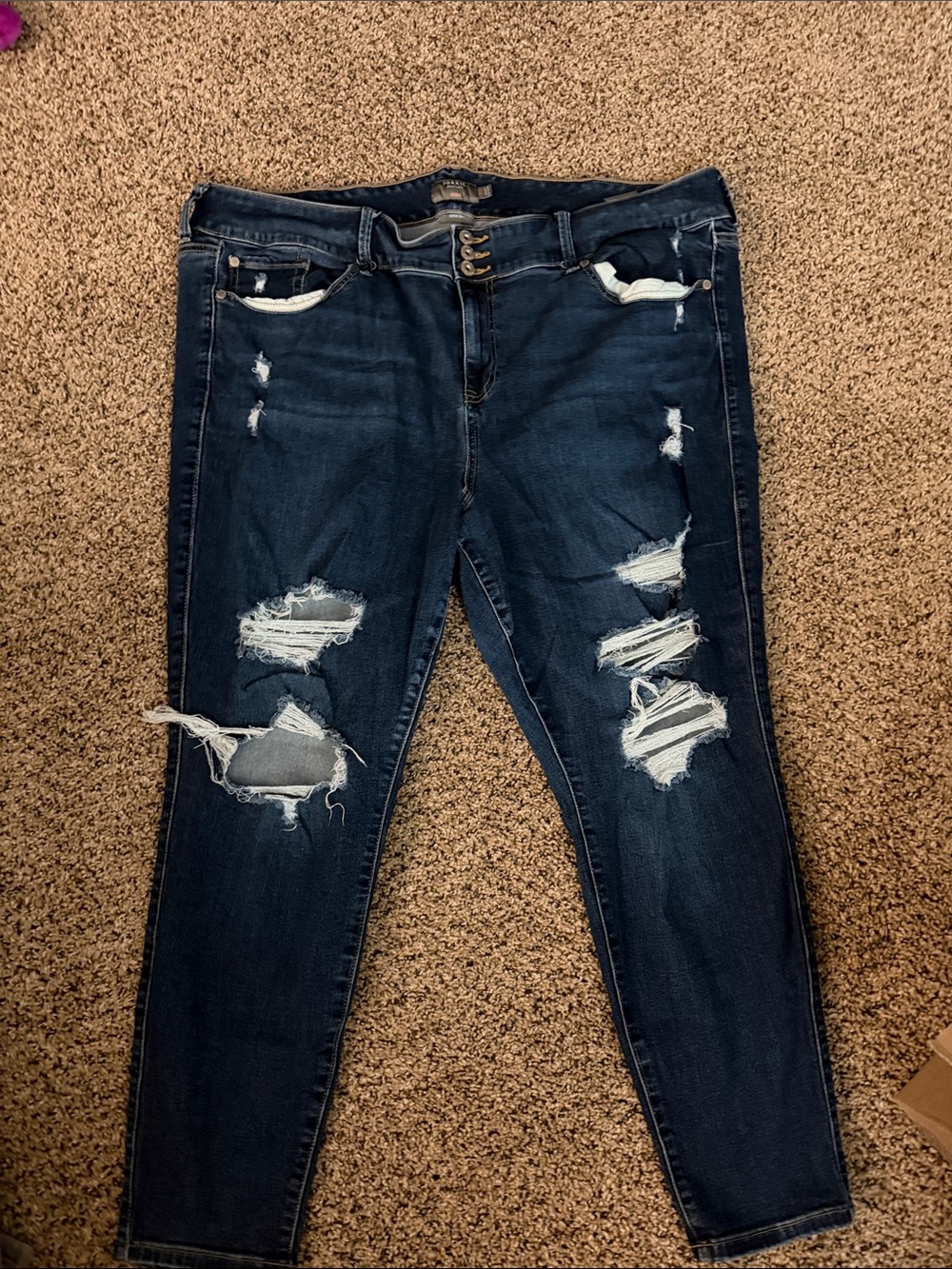 torrid Dark Blue Distressed Skinny Jeans